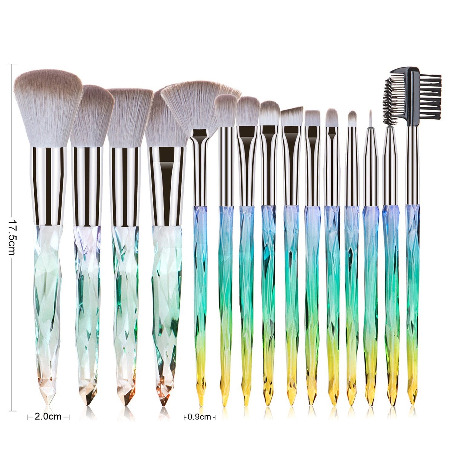 15 pcs Diamond Crystal Makeup Brush Set