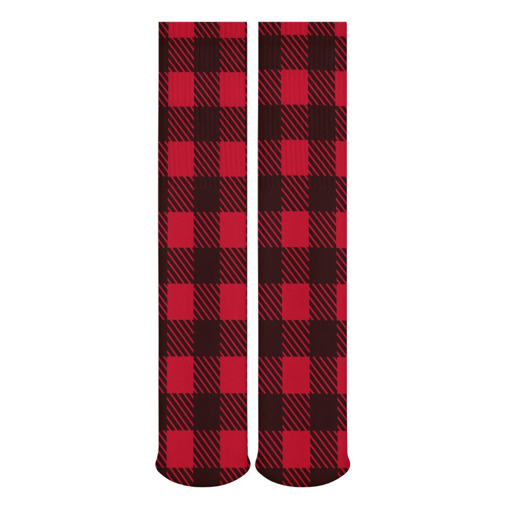 Red Black Checkerboard Lumberjack Breathable Stockings
