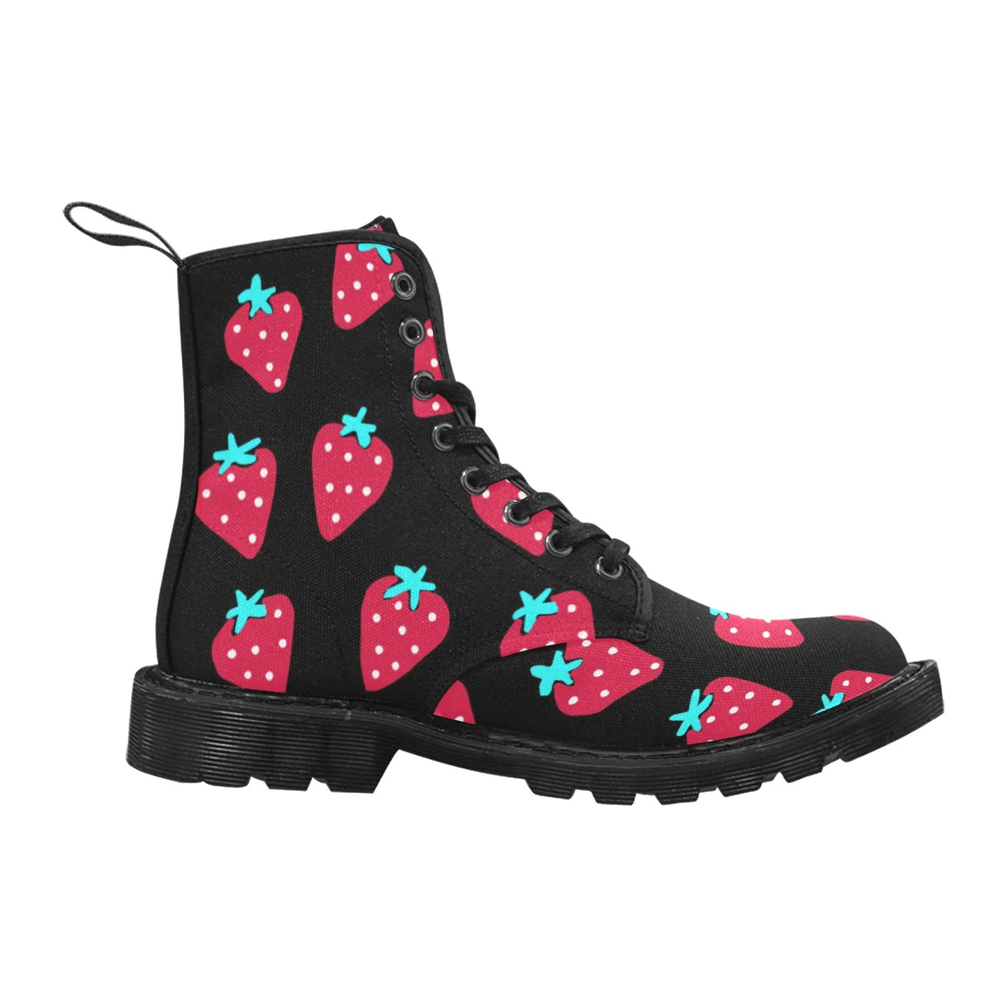 Strawberry Black Canvas Lace Up Boots