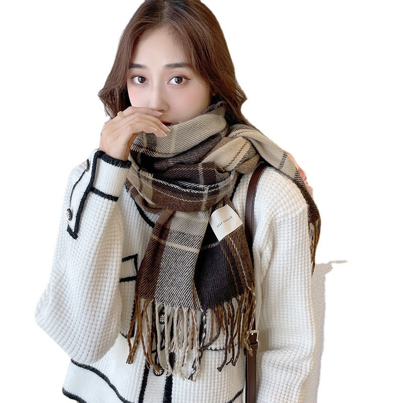 Harajuku Style Plaid Scarf - Warm & Cozy for Couples