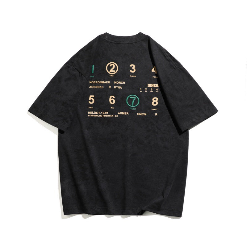 Harajuku Style Washed Distressed Letter Embroidered T-Shirt