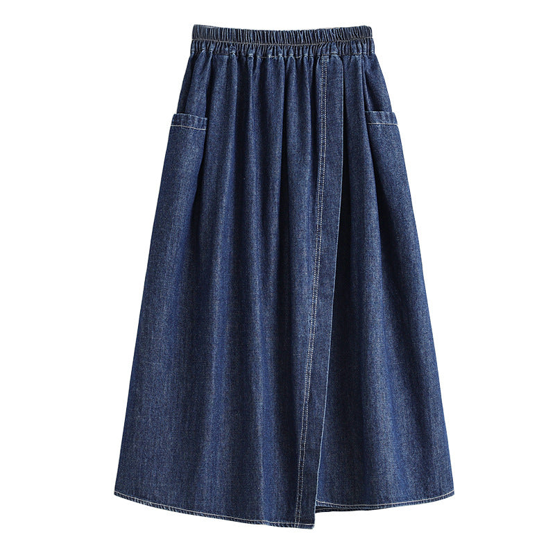 Playful Plus Size High Waisted Denim Skirt for Women