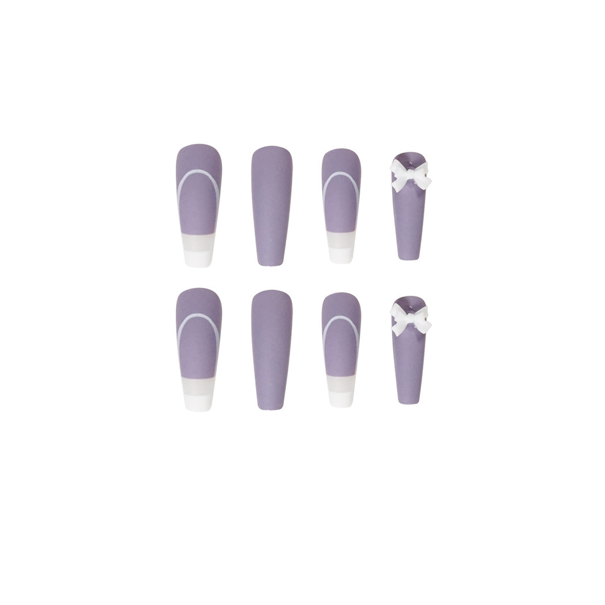 Harajuku Purple Bow Rattan Nail Patch Set