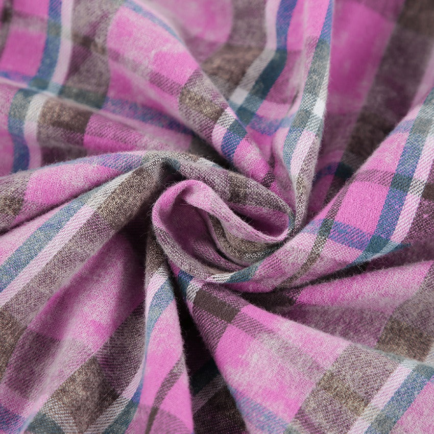 Versatile Pure Cotton Plaid Shirt - Loose Fit for Women