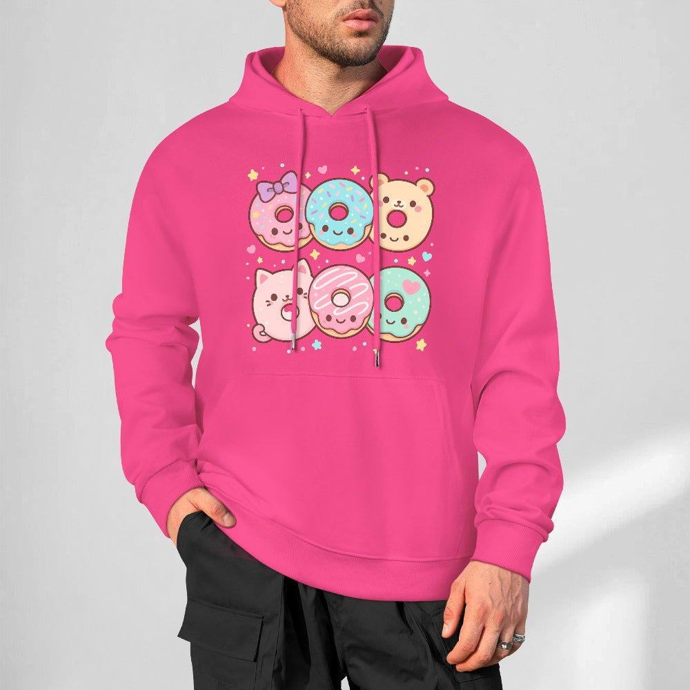 Kawaii Donuts Half Dozen Pure Cotton Hoodie - Hot Pink