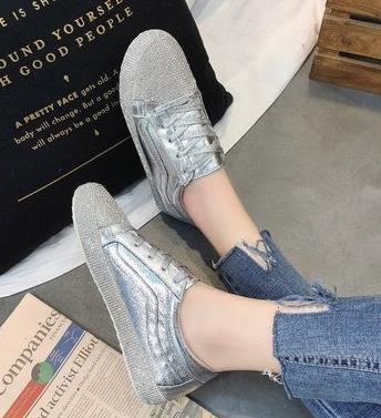Harajuku Style Women’s Sneakers - Golden Silver Bling Flats