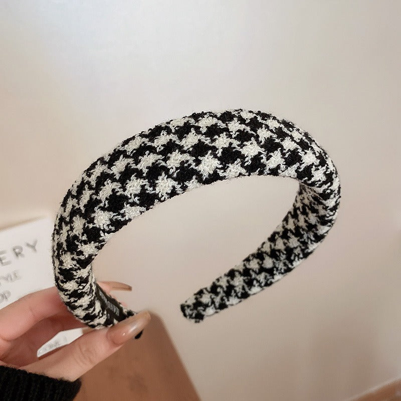 Black And White Plaid Woven Headband