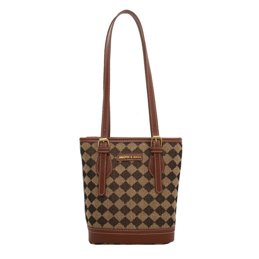 Retro Stitching Bucket Bag for Women