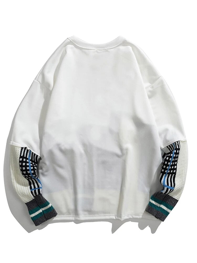 Harajuku Style Plaid Patchwork Sweater for Women