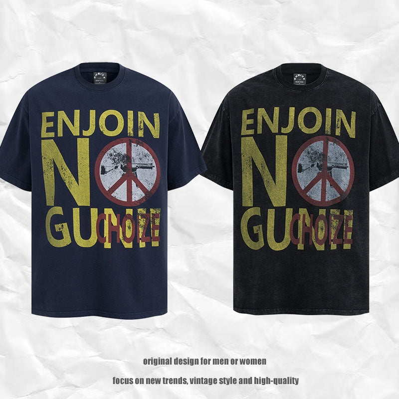 Harajuku Style Vintage Letter Print Couple Tee