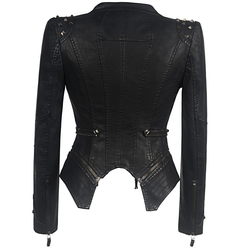 Harajuku Style Black Faux Leather Motorcycle Jacket