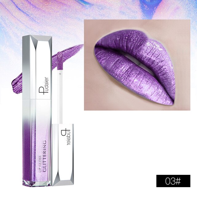 Metallic Glitter Shine Full Color Lipstick - 18 Shades