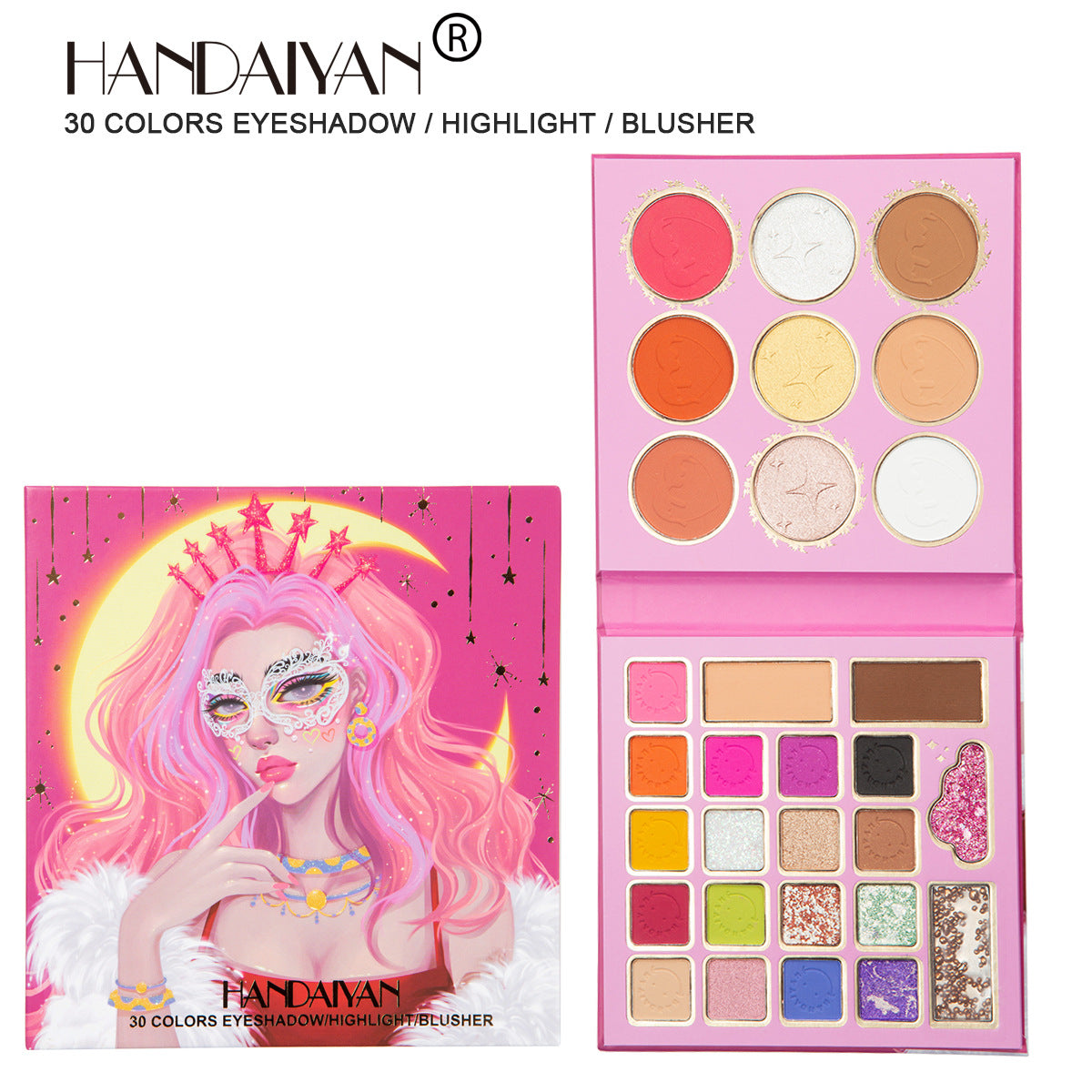 30 Colors Mask Queen Eyeshadow Palette + Blush + Contour