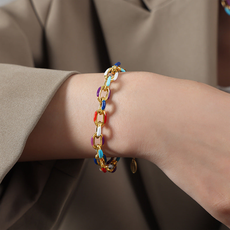 Harajuku Style Titanium Steel Drip Oil Bracelet