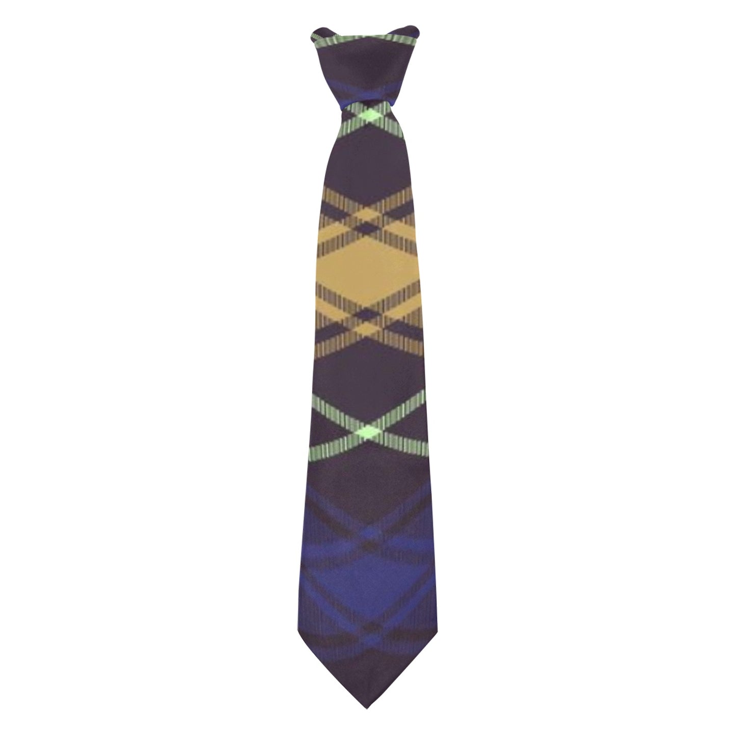 Navy Blue Plaid Tie Custom Peekaboo Necktie