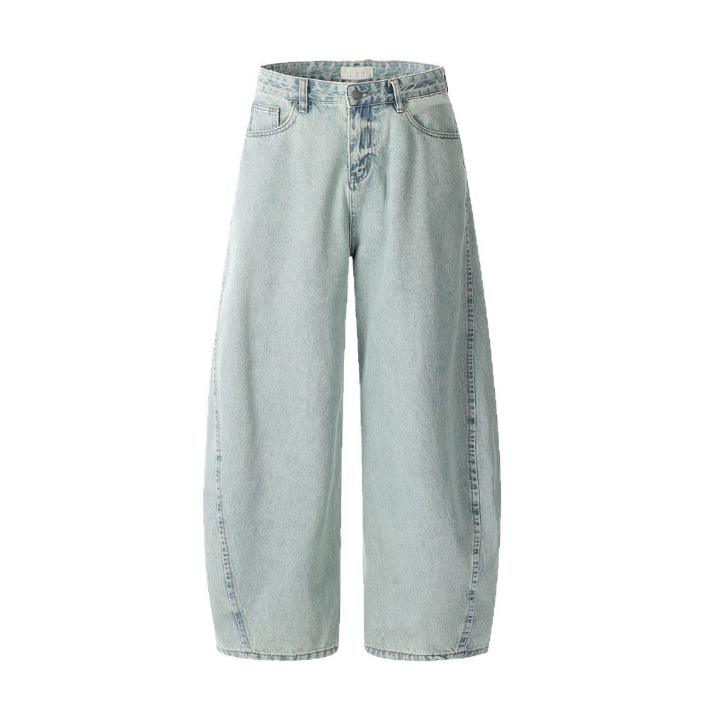 Retro Distressed Wide-Leg Denim Pants