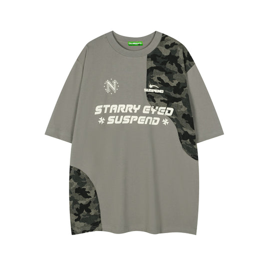 Retro Spliced Camouflage T-Shirt for Men and Women