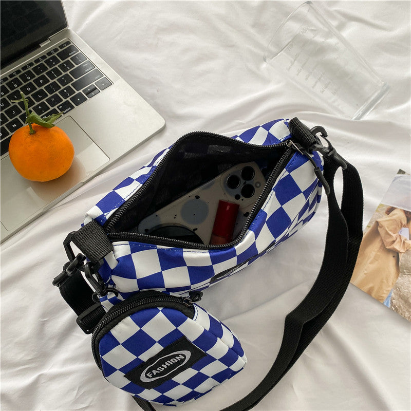 Trendy Checkerboard Messenger Bag - Harajuku Style