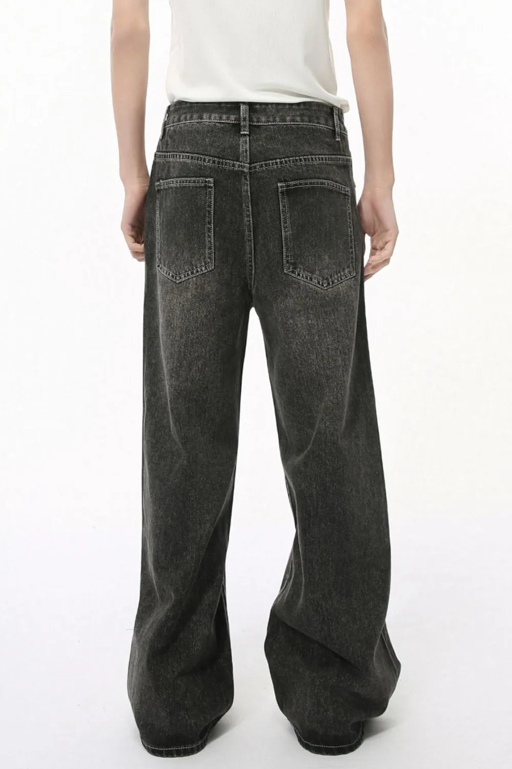 Harajuku Wide Leg Men's Jeans with Pockets