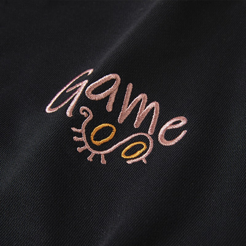 Playful Harajuku Style Cartoon Embroidered Sweatshirt for Men