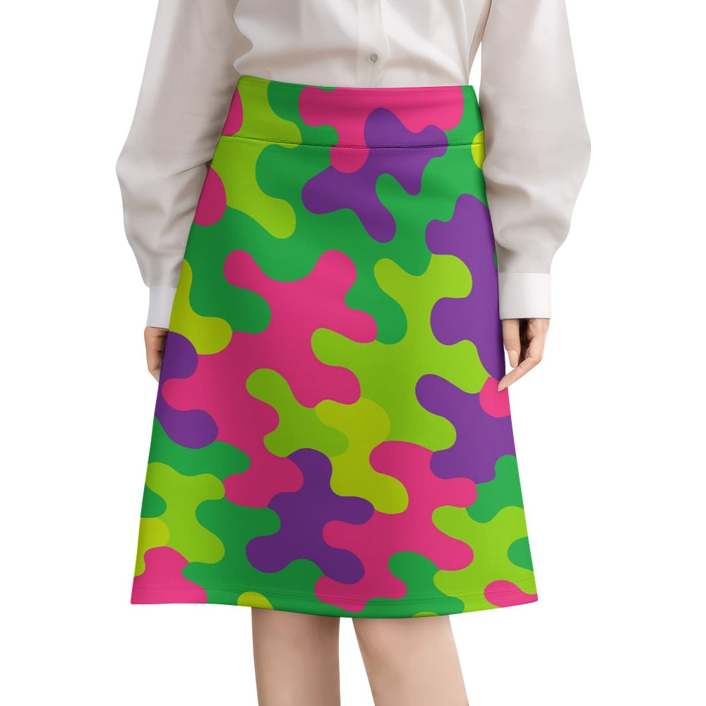 Harajuku Rainbow Camo Zipper Skirt