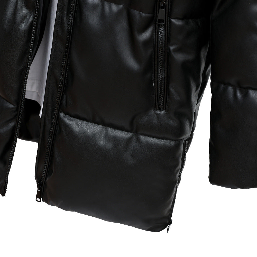 Harajuku Style Hooded PU Leather Jacket for Ladies