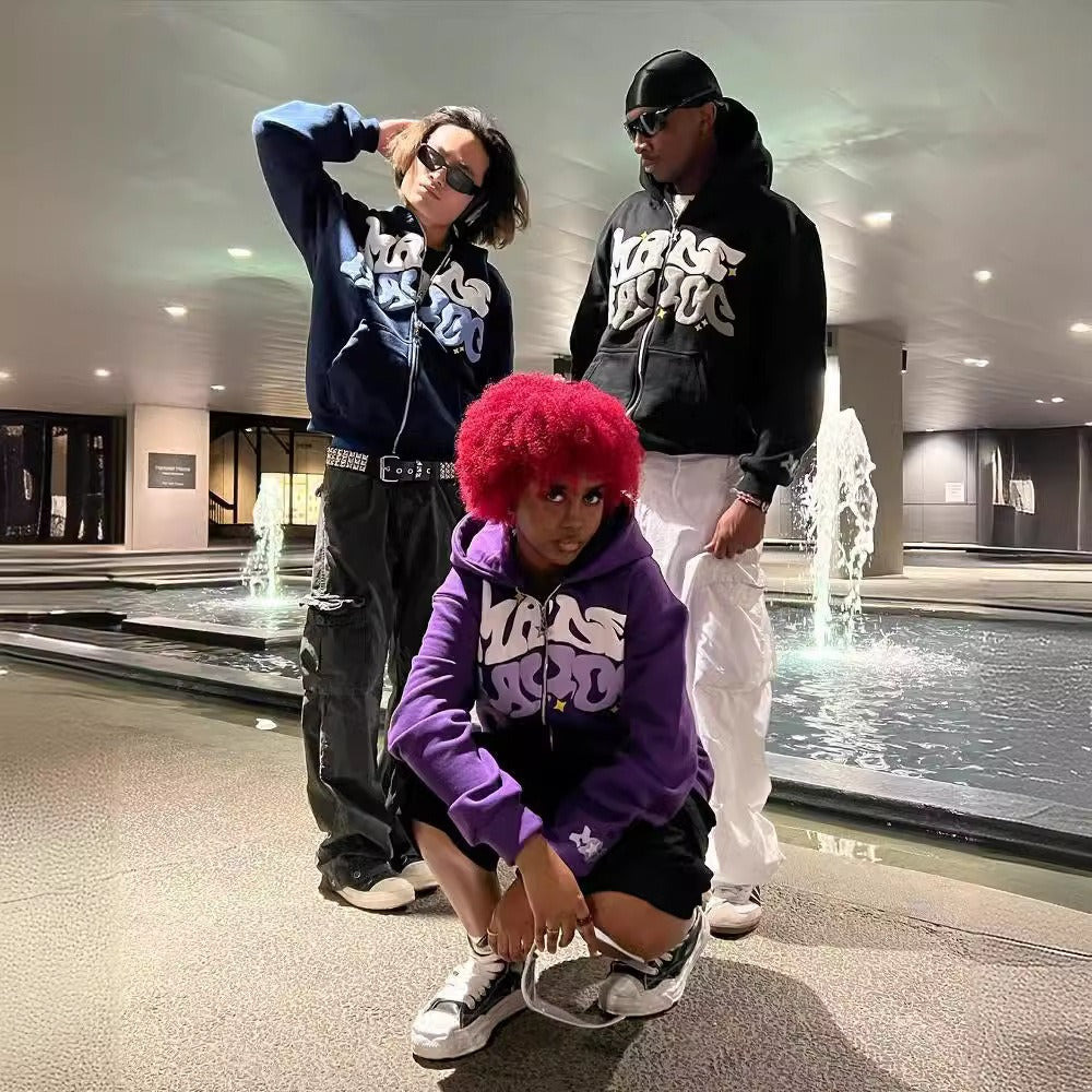 Harajuku Style Hip-Hop Letter Printed Cardigans & Hoodies