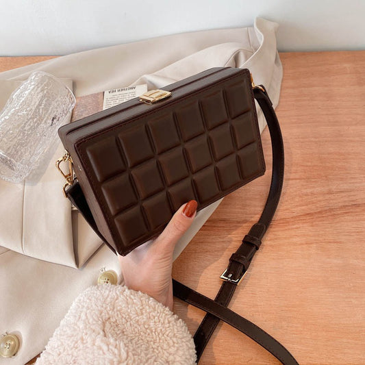 Playful Embossed Chocolate Crossbody Bag