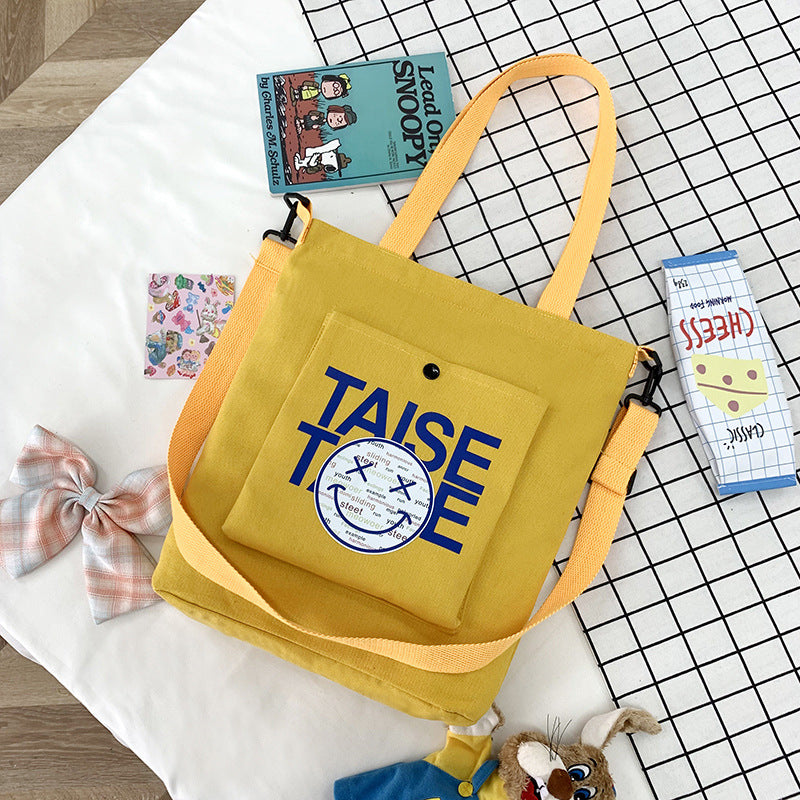 Playful Little Devil Shoulder Bag - Trendy Canvas Tote
