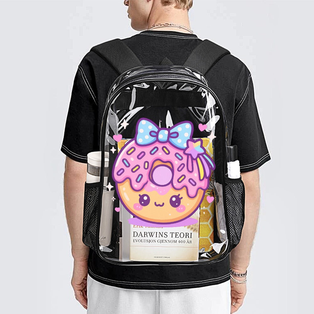 Kawaii Donut Transparent Backpack 17 Inch