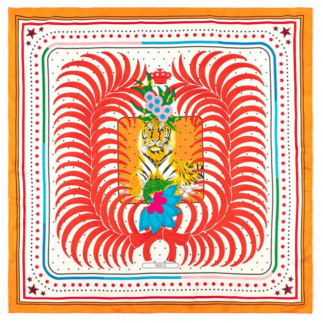 Playful Giraffe Twill Silk Scarf - 90CM Square