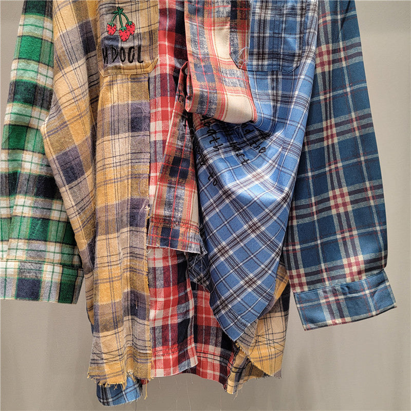 Retro Plaid Loose Fit Shirt for Women - Harajuku Style