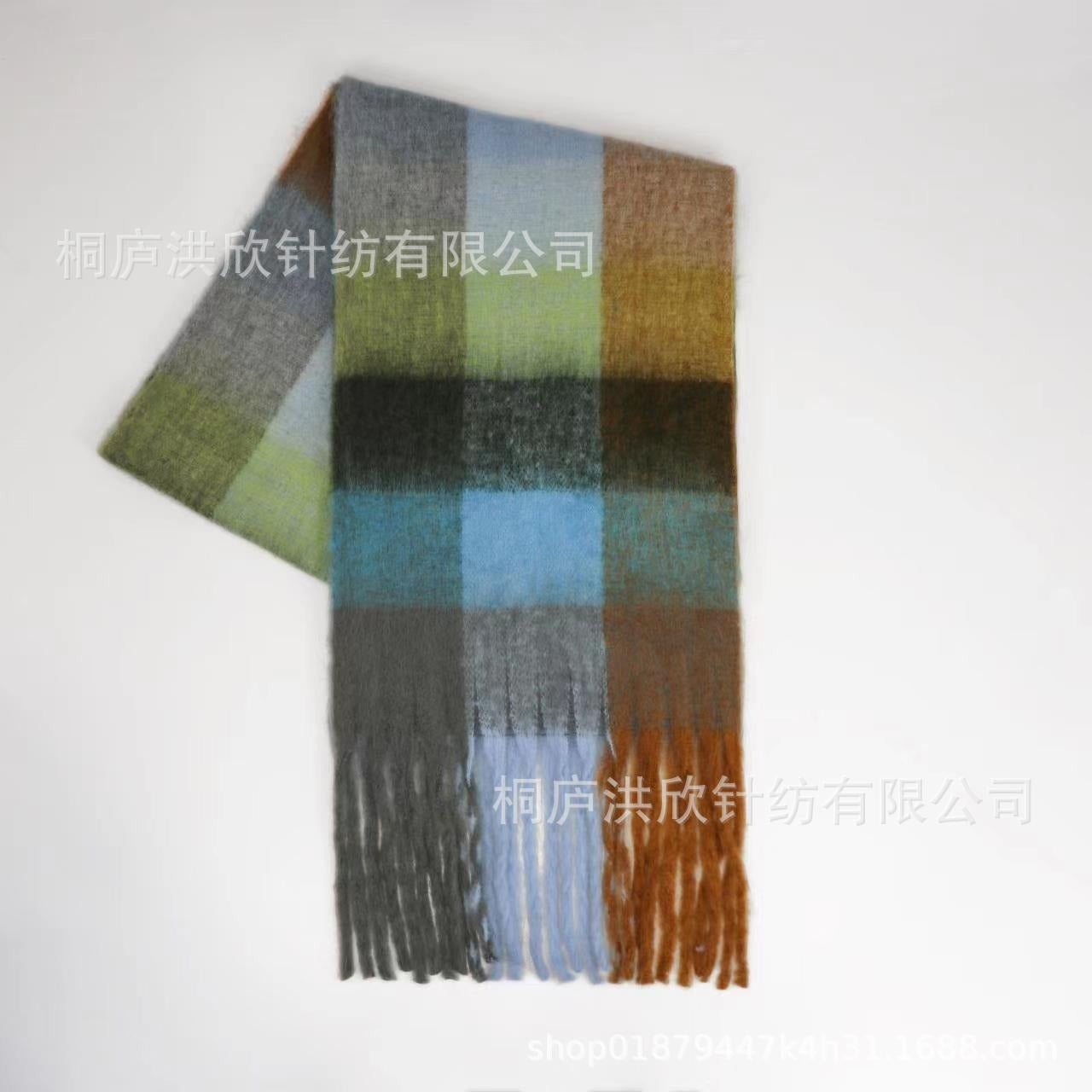 Rainbow Plaid Tassel Scarf for Autumn & Winter