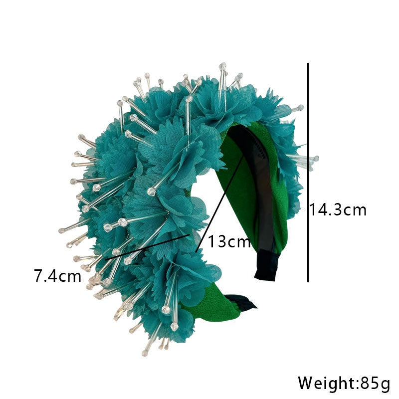 Fashionable Wide Edge Fabric Crystal Headband