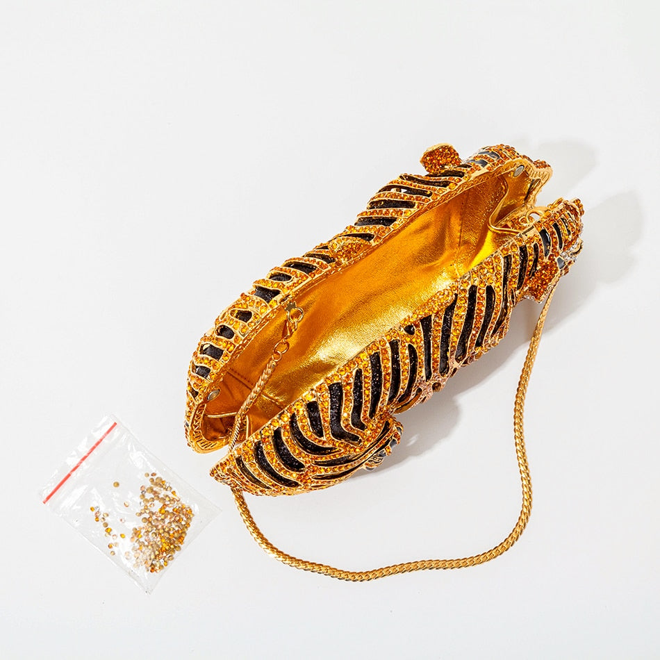 Tiger Crystal Clutch Bag - Luxury Rhinestone Evening Purse