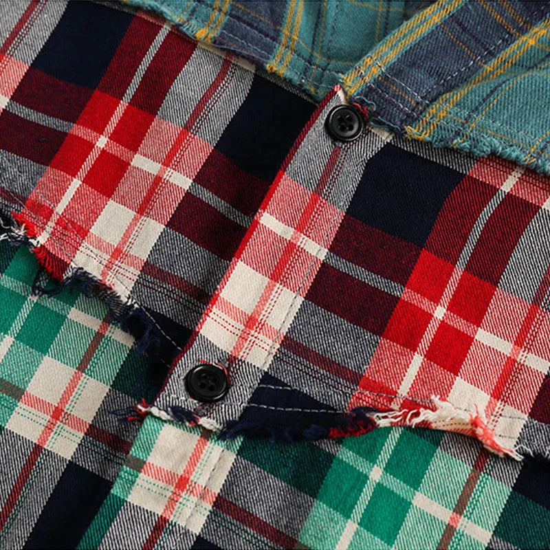 Harajuku Broken Patchwork Plaid Shirt