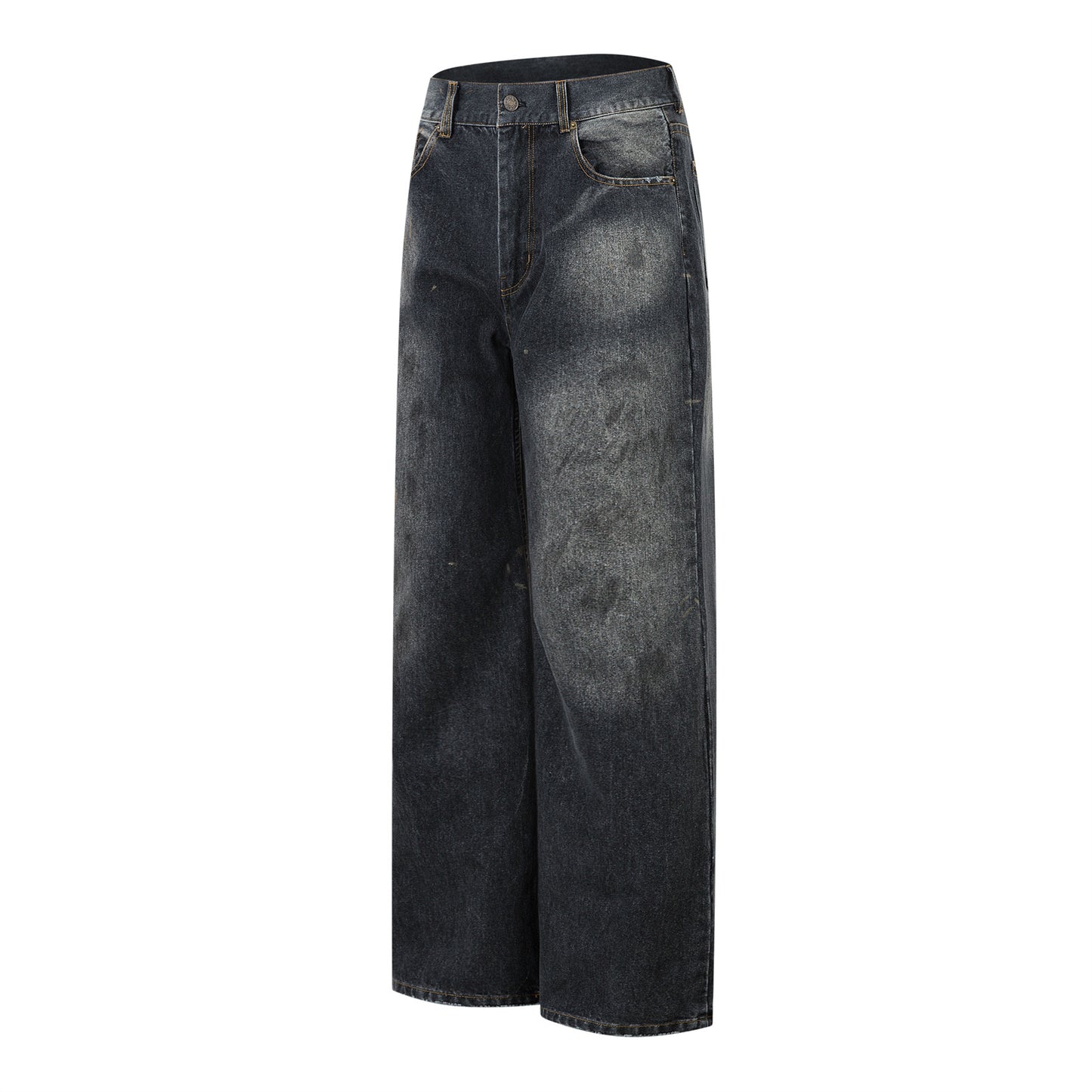 Playful Harajuku Straight Leg Jeans in Washed Black