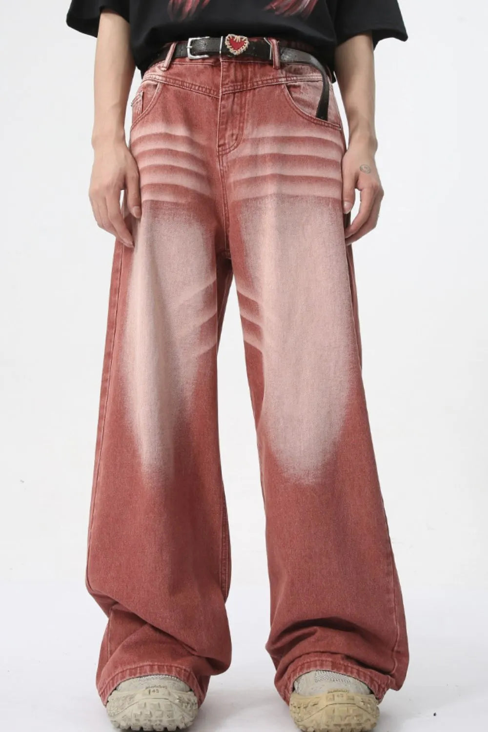 Men's Playful Washed Wide Leg Jeans
