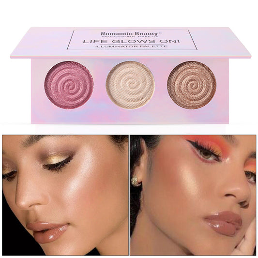 Tri-Color Pearl Glitter Highlighter Palette