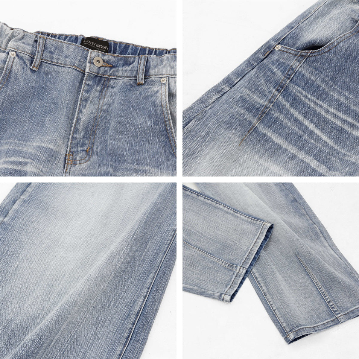 Harajuku Style Washed Wide Leg Tapered Jeans