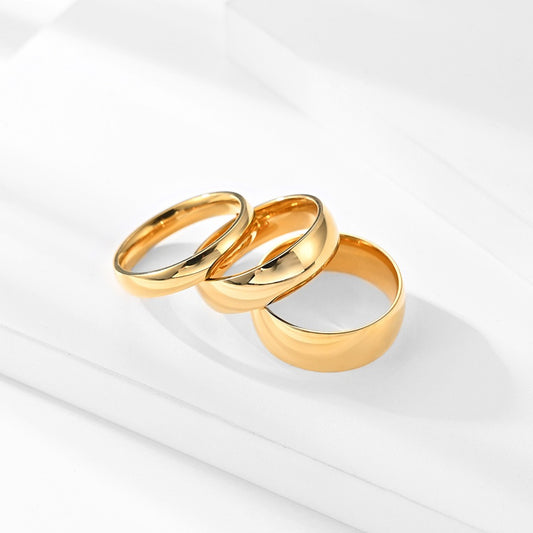 Glossy Gold Plated Curved Titanium Steel Couple Tail Ring
