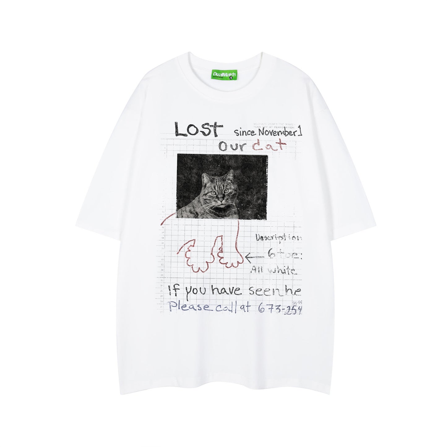 Cool Cat Letter Print Short Sleeve T-Shirt