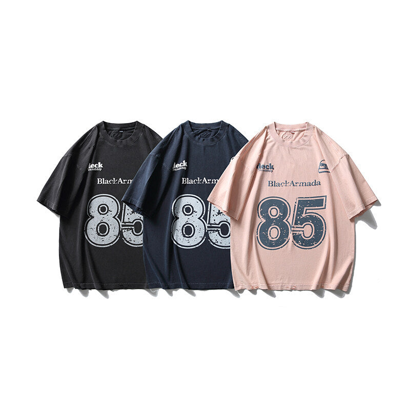 Retro Letter Printed Jersey T-Shirt - Harajuku Style