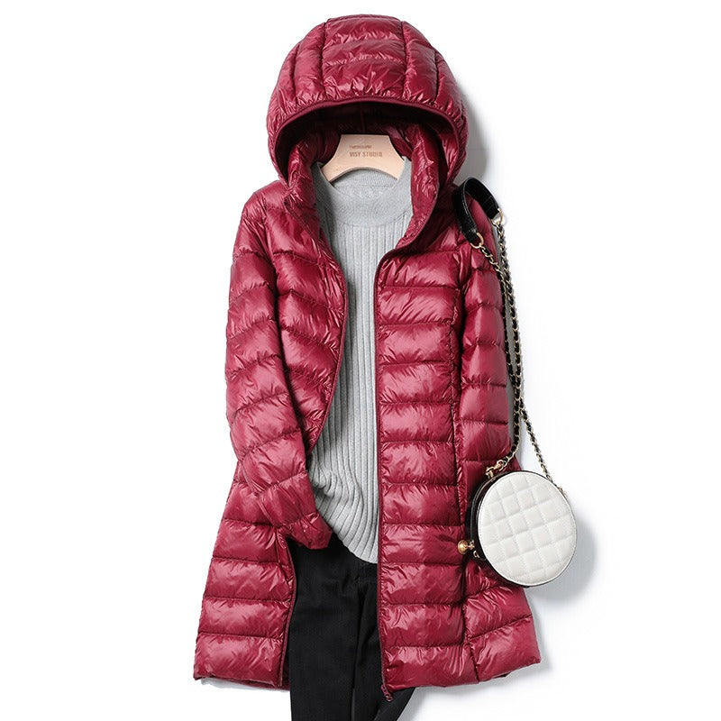 Harajuku-Style Women's Oversized Mid-Length Down Jacket