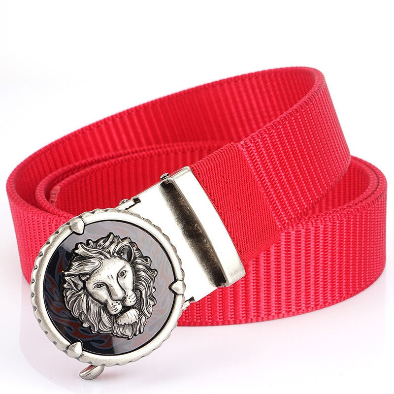 Playful Tank Patterned Nylon Waist Belt with Alloy Automatic Buckle