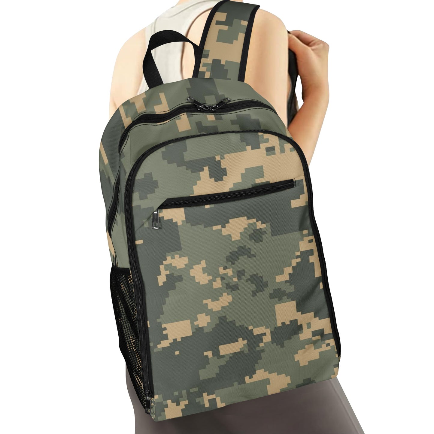 Green Digital Camo All Over Print Leisure Sports Backpack