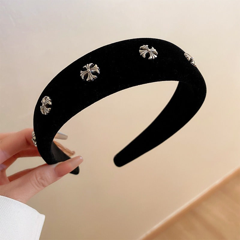 Black And White Plaid Woven Headband