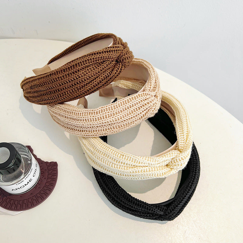 New Wool Knitting Wide Version Cross High Skull Top Face Headband R553