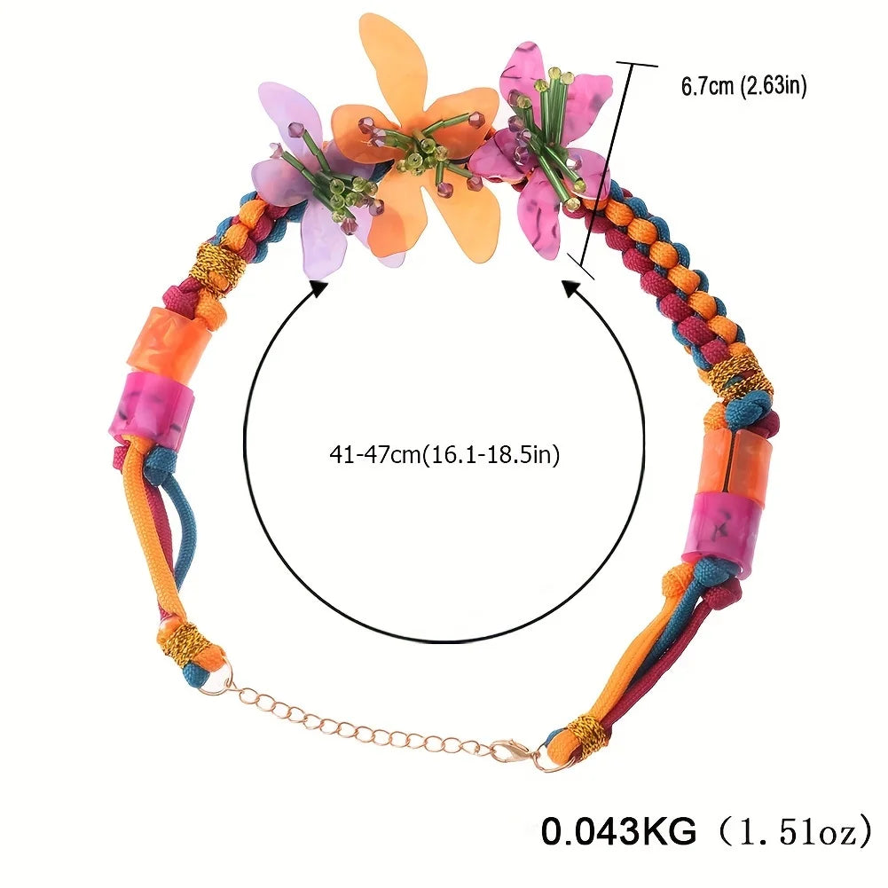 Colorful Harajuku Flower Jewelry Set - Necklace & Earrings