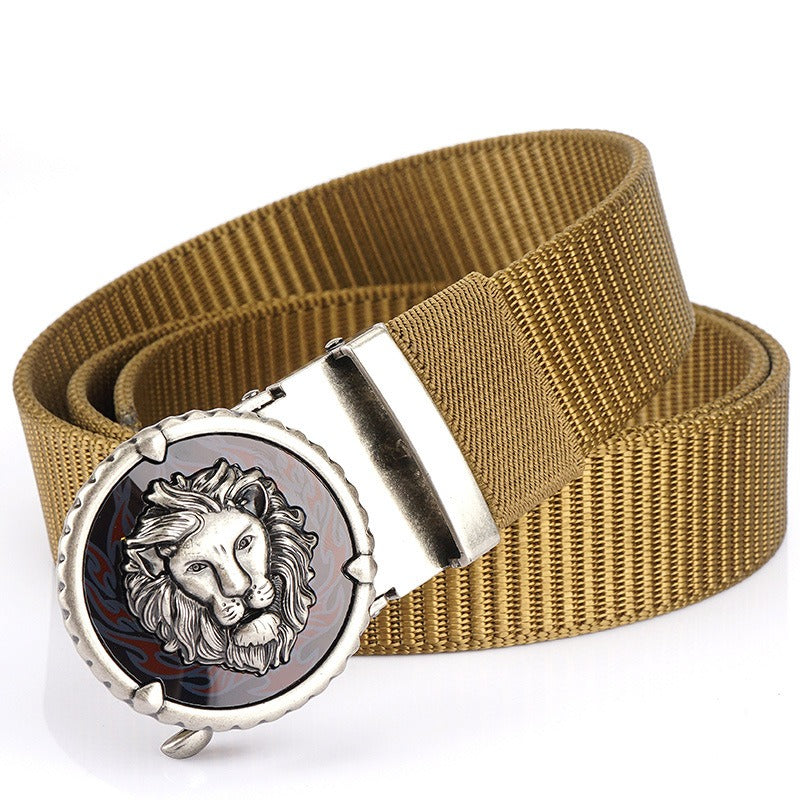 Playful Tank Patterned Nylon Waist Belt with Alloy Automatic Buckle
